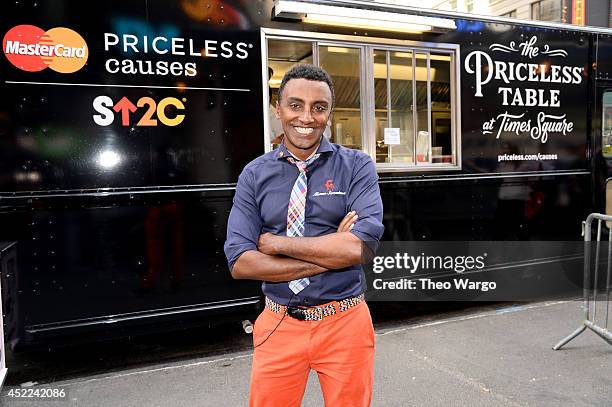 Marcus Samuelsson hosts the first dinner at MasterCards Priceless Table, where, for a limited time, cardholders can help Stand Up To Cancer when...