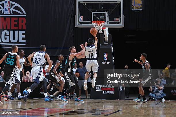 Yuki Togashi of the Dallas Mavericks shoots against the Charlotte Hornets at the Samsung NBA Summer League 2014 on July 16, 2014 at the Thomas & Mack...