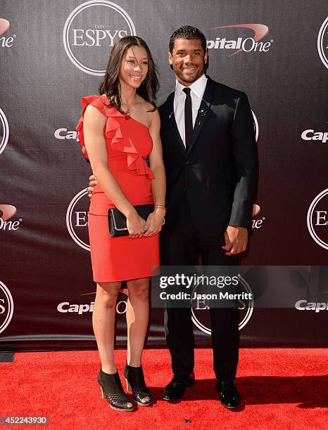 College basketball player Anna Wilson with brother Professional football player Russell Wilson and attends The 2014 ESPYS at Nokia Theatre L.A. Live...