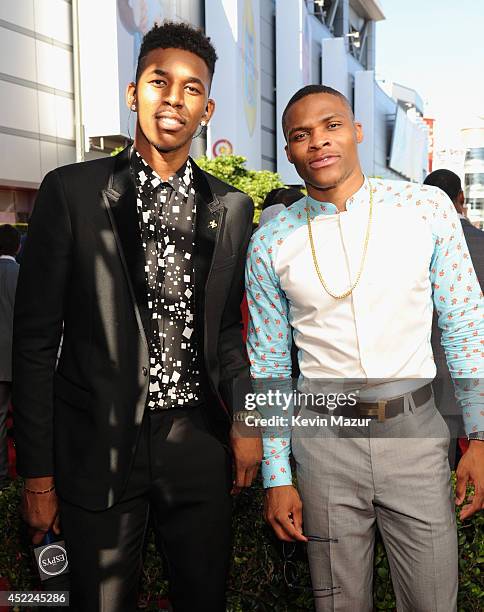 Professional basketball players Nick Young and Russell Westbrook attend The 2014 ESPY Awards at Nokia Theatre L.A. Live on July 16, 2014 in Los...