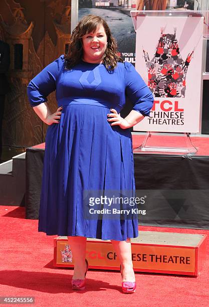 Actress Melissa McCarthy is immortalized with a hand and footprint ceremony on July 2, 2014 at TCL Chinese Theatre in Hollywood, California.