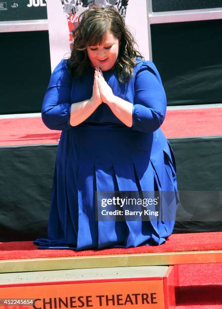 Actress Melissa McCarthy is immortalized with a hand and footprint ceremony on July 2, 2014 at TCL Chinese Theatre in Hollywood, California.