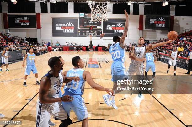 Damen Bell-Holter of the D-League takes a shot against the Denver Nuggets on July 16, 2014 at the Cox Pavilion in Las Vegas, Nevada. NOTE TO USER:...