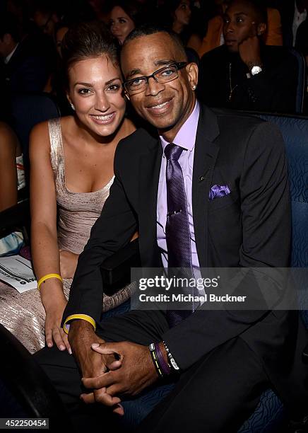 Kim Scott and ESPN journalist Stuart Scott attend The 2014 ESPYS at Nokia Theatre L.A. Live on July 16, 2014 in Los Angeles, California.