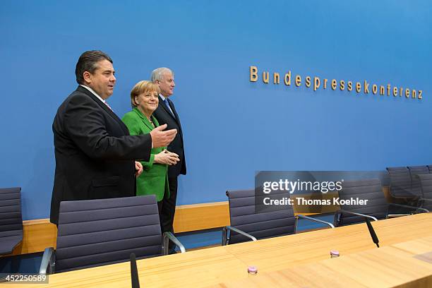 German Chancellor and Chairwoman of the German Christian Democrats Angela Merkel, Chairman of the Bavarian Christian Democrats Horst Seehofer and...