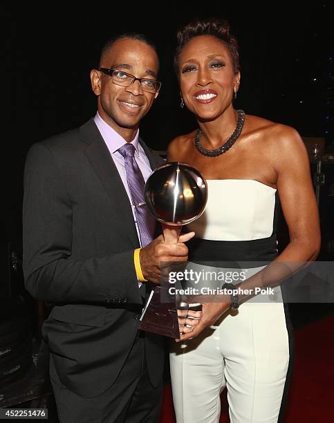 Anchor Stuart Scott and Sports analyst Robin Roberts attend The 2014 ESPYS at Nokia Theatre L.A. Live on July 16, 2014 in Los Angeles, California.