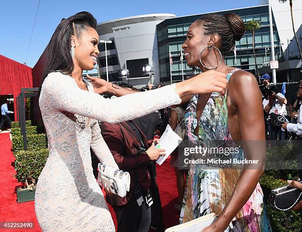 Callie Rivers and WNBA player Lisa Leslie attend The 2014 ESPYS at Nokia Theatre L.A. Live on July 16, 2014 in Los Angeles, California.