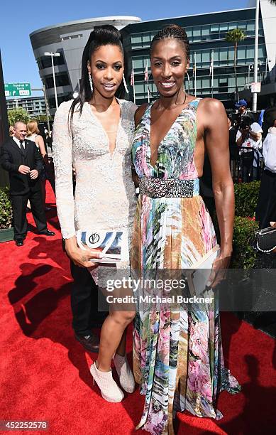 Callie Rivers and WNBA player Lisa Leslie attend The 2014 ESPYS at Nokia Theatre L.A. Live on July 16, 2014 in Los Angeles, California.