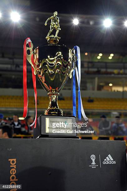 Image a trophy durng a match between Millonarios FC and River Plate as part of a Friendly Match at Nemesio Camacho el Campin Stadium on July 16, 2014...