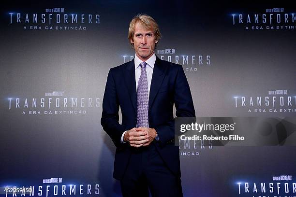 Michael Bay attends the premiere of Paramount Pictures "Transformers: Age of Extinction" at Cinepolis Lagoon, on July 16, 2014 in Rio de Janeiro,...