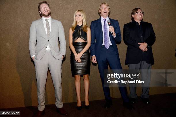 Jack Reynor, Nicola Peltz, Michael Bay and Lorenzo di Bonaventura attend the premiere of Paramount Pictures "Transformers: Age of Extinction" at...