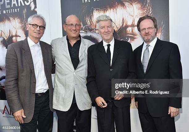 Director Caleb Deschanel, EVP & General Manager of CBS Home Entertainment Ken Ross, director David Lynch and AFI President Bob Gazzale arrive to The...