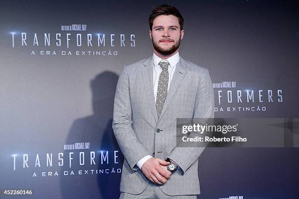 Jack Reynor attends the premiere of Paramount Pictures "Transformers: Age of Extinction" at Cinepolis Lagoon on July 16, 2014 in Rio de Janeiro,...