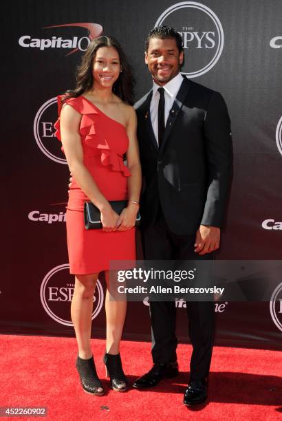 Quarterback Russell Wilson and sister Anna Wilson attends the 2014 ESPY Awards at Nokia Theatre L.A. Live on July 16, 2014 in Los Angeles, California.