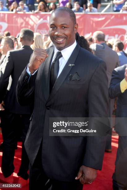 Boxer Lennox Lewis arrives at the 2014 ESPY Awards at Nokia Theatre L.A. Live on July 16, 2014 in Los Angeles, California.