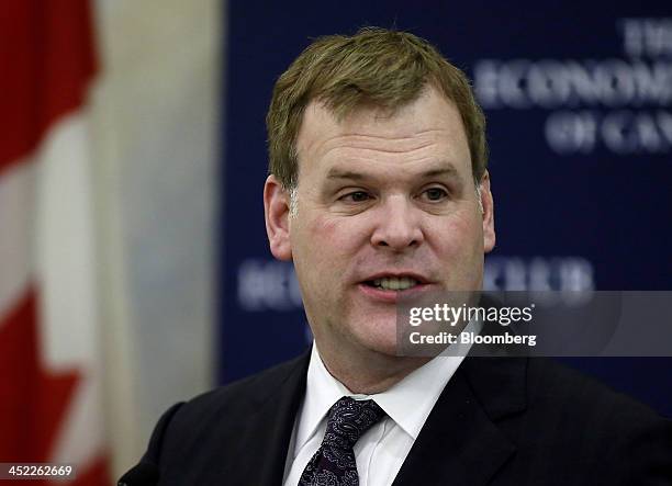 John Baird, Canada's foreign affairs minister, introduces Trade Minister Ed Fast, not pictured, at the Economic Club of Canada in Ottawa, Ontario,...