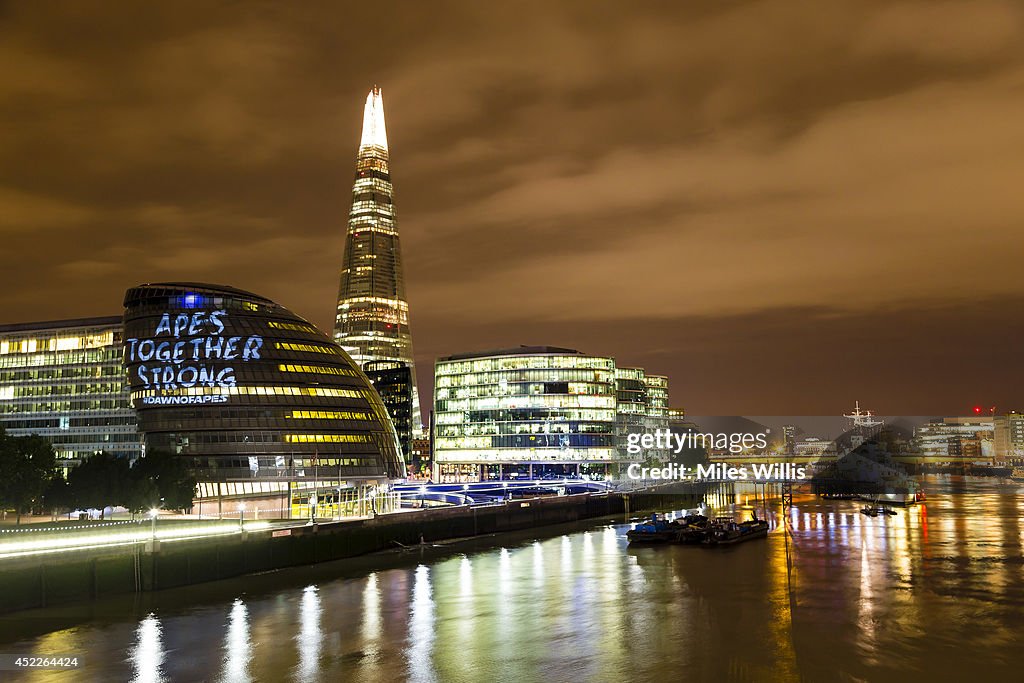 Guerilla Style Projection At London City Hall Marks The Release Of 'Planet Of The Apes'