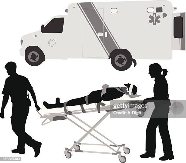 ilustraciones, imágenes clip art, dibujos animados e iconos de stock de accidente - técnico en urgencias médicas