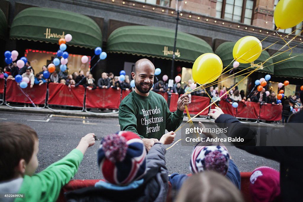 People gather for the annual Harrods' Christmas Parade...