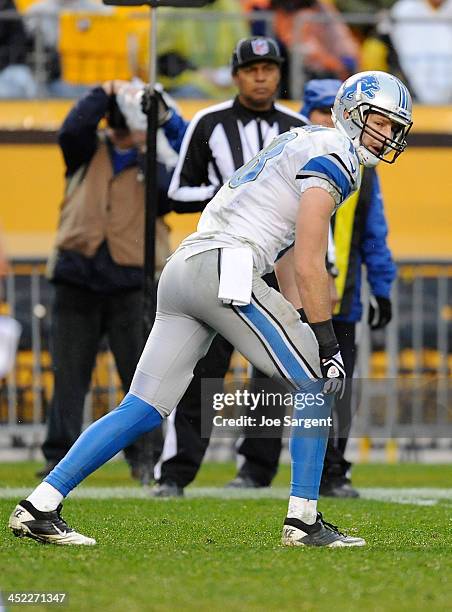 Kris Durham of the Detroit Lions stands ready during the game against the Pittsburgh Steelers on November 17, 2013 at Heinz Field in Pittsburgh,...