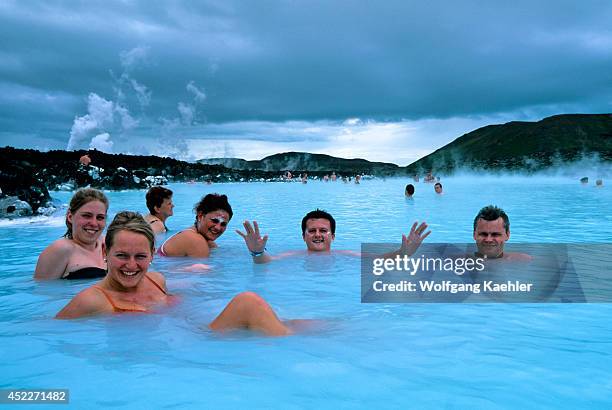 Iceland,near Reykjavik,blue Lagoon Thermal Area, Spa, People Relaxing In Pool.