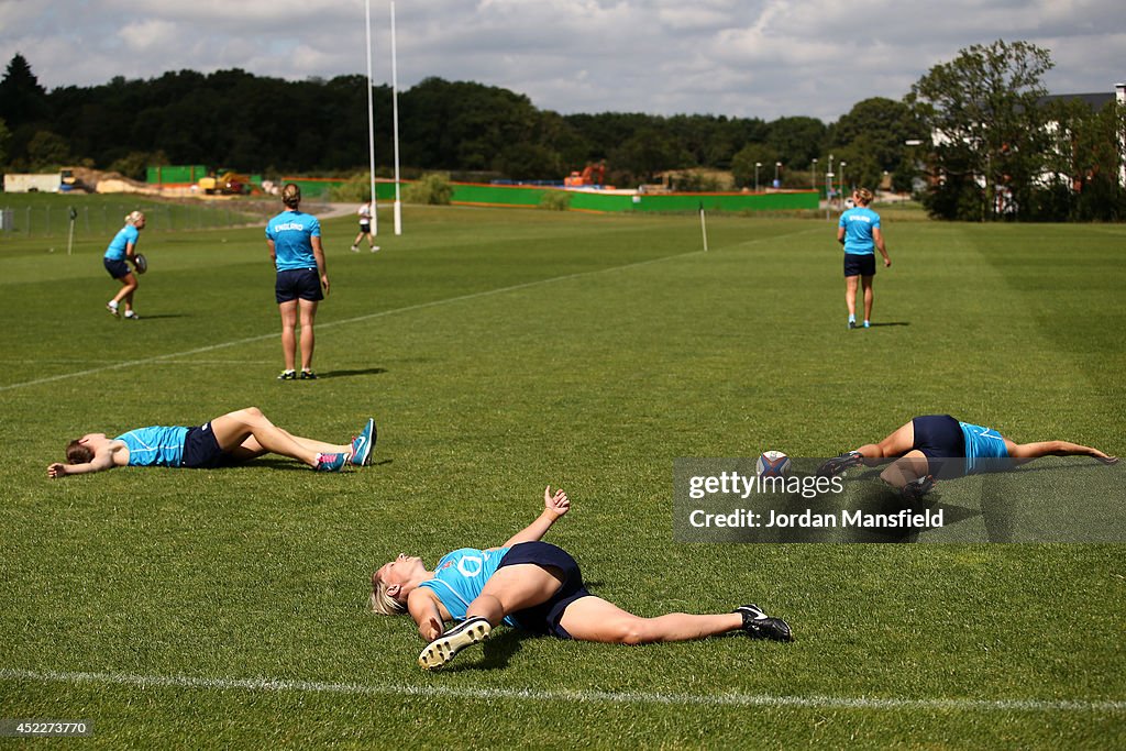 Female Rugby Training The players warm up ahead of the England Women's Rugby training... News ...