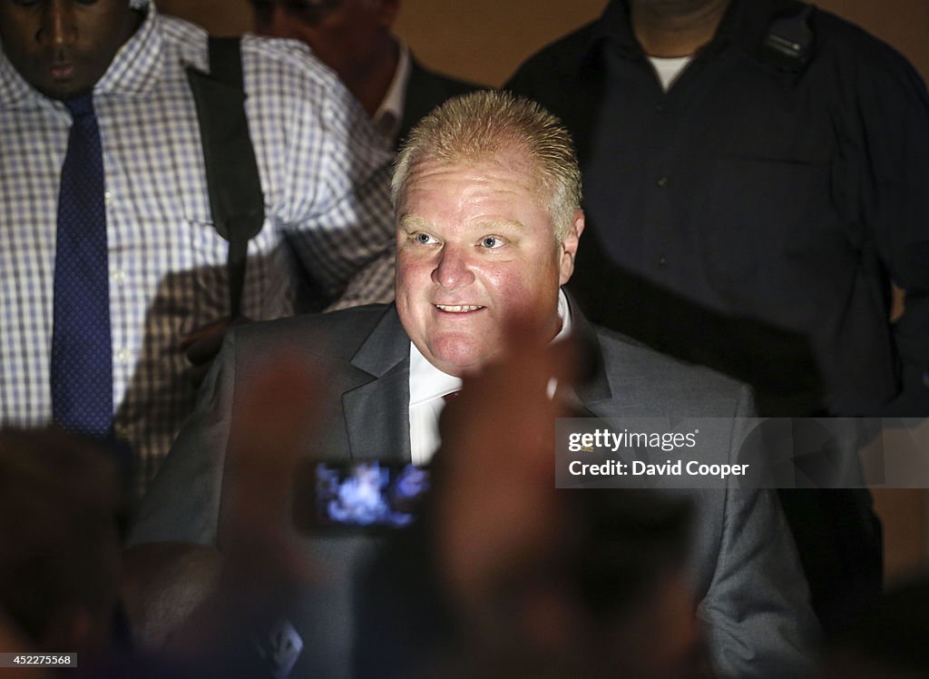 Mayor Rob Ford smiles at supporters