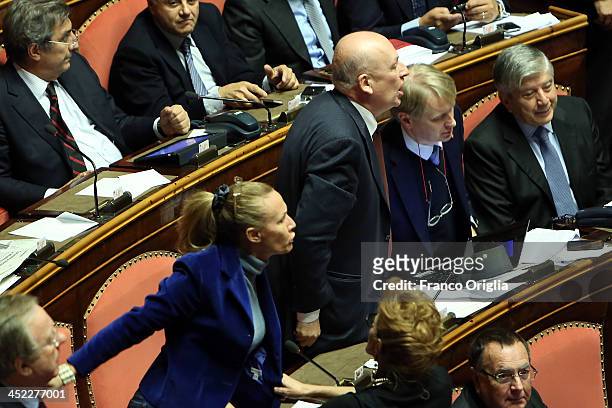 Senator of the PDL Party , and former Culture's minister Sandro Bondi protest for the votes procedure over Silvio Berlusconi's Parliament expulsion...