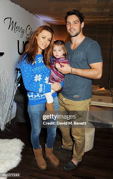 Una Healy, daughter Aoife Belle Foden and Ben Foden attend the launch of the UGG Christmas Grotto at Duke of York Square on November 27, 2013 in...