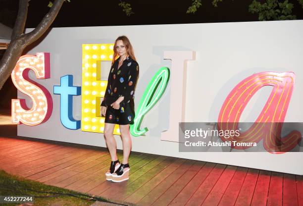 Stella McCartney poses in her Spring 2015 collection at the Stella McCartney Spring 2015 Presentation and Party at Roppongi Hills on July 17, 2014 in...