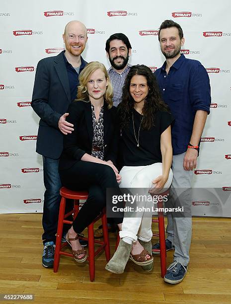 Jeff Biehl, Director Evan Cabnet, Brian Avers, Heidi Armbruster and Katie Kreisler attend the "Poor Behavior" press preview at Primary Stages...