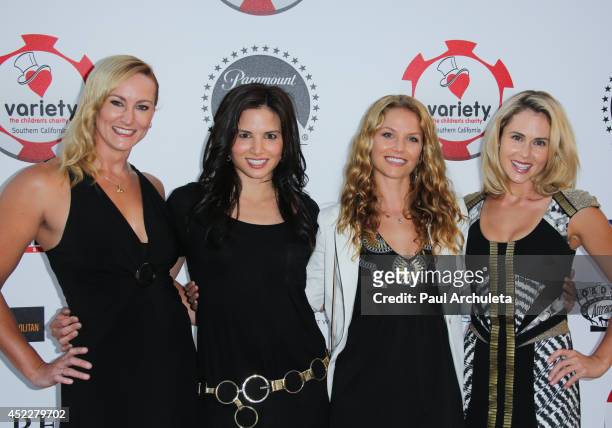 Actors Vanessa Cater, Katrina Law, Ellen Hollman and Anna Hutchison attend the 4th annual Variety's Texas Hold 'Em poker tournament at to benefit...