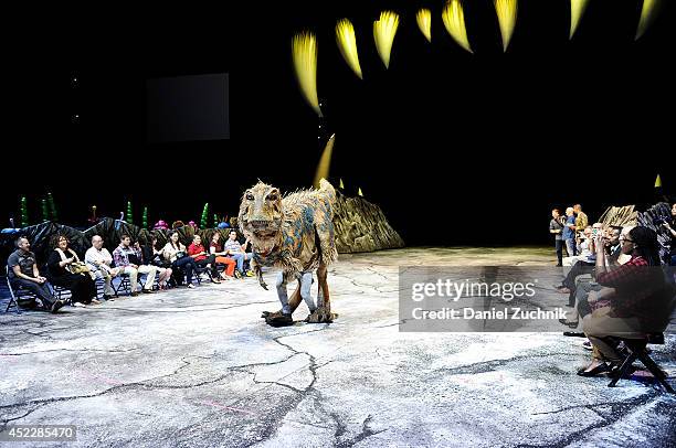 General view of atmosphere during the Walking With Dinosaurs: "A Feathered Fashion Show" at Barclays Center on July 17, 2014 in New York City.