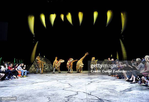 General view of atmosphere during the Walking With Dinosaurs: "A Feathered Fashion Show" at Barclays Center on July 17, 2014 in New York City.