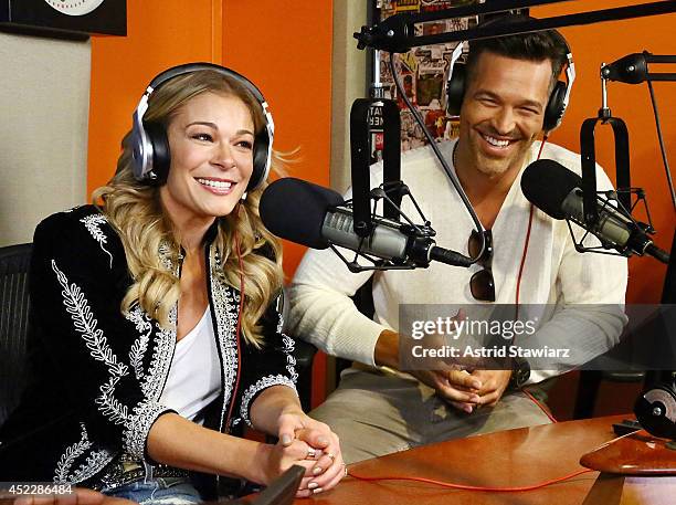 LeAnn Rimes and Eddie Cibrian visit 'Sway in the Morning' with Sway Calloway on Eminem's Shade 45 the SiriusXM Studios on July 17, 2014 in New York...