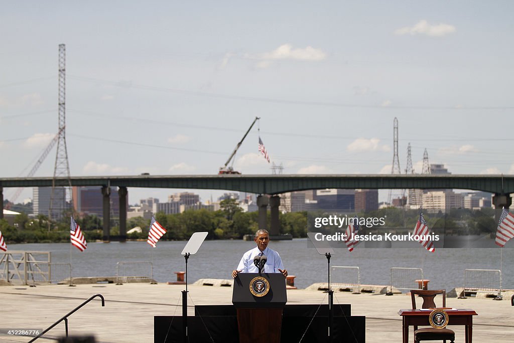 Obama Announces New National Infrastructure Initiative At Port Of Wilmington