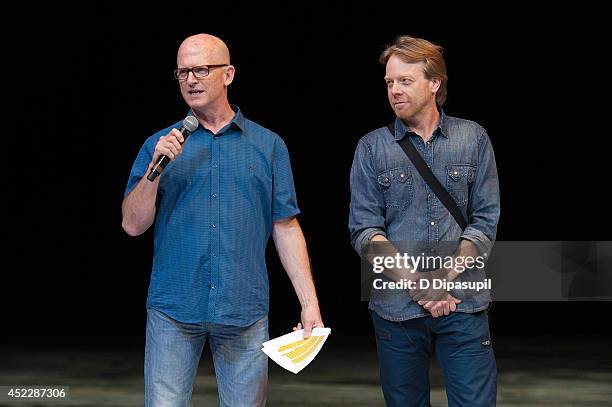 Scott Faris and Sonny Tilders attend the Walking With Dinosaurs: "A Feathered Fashion Show" at Barclays Center on July 17, 2014 in New York City.