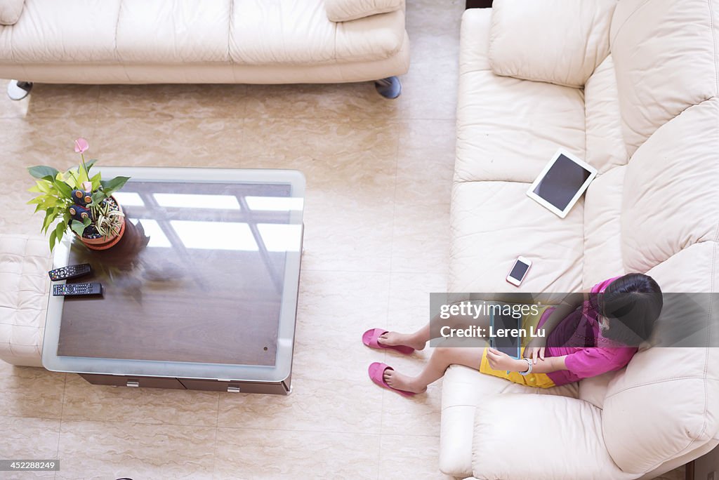 Girl using digital tablets