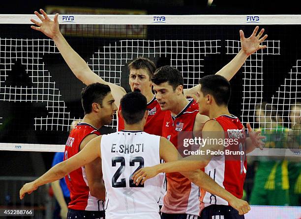 United States players celebrates during the FIVB World League Final Six match between United States and Australia at Mandela Forum on July 17, 2014...