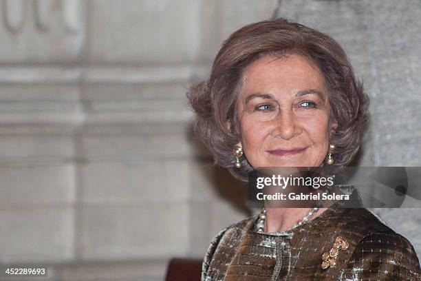 Queen Sofia of Spain attends 'Iberoamerican Poetry Queen Sofia of Spain Prize' 22nd Edition at the Royal Palace on November 27, 2013 in Madrid, Spain.