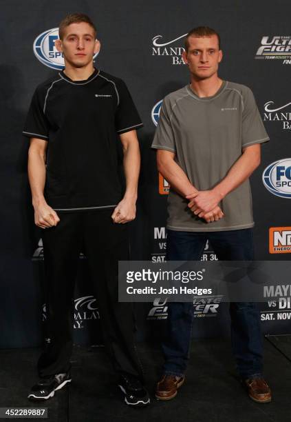 The Ultimate Fighter bantamweight finalists Chris Holdsworth and David Grant pose for photos during media day ahead of The Ultimate Fighter season 18...