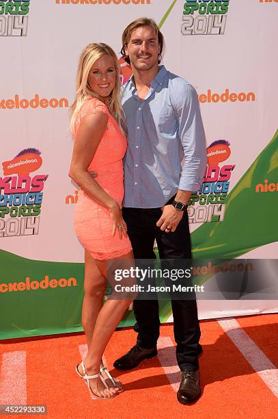 Professional Surfer Bethany Hamilton and Adam Dirks attend Nickelodeon Kids' Choice Sports Awards 2014 at UCLA's Pauley Pavilion on July 17, 2014 in...