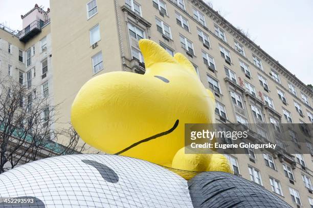 Macy's Snoopy baloon during Inflation Eve for the 87th annual Macy's Thanksgiving Day parade on November 27, 2013 in New York City.