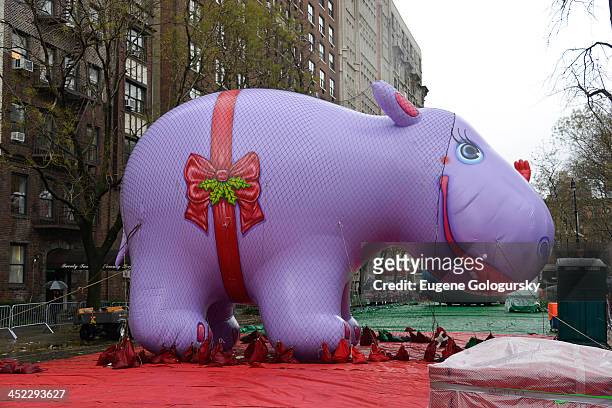 Macy's baloon during Inflation Eve for the 87th annual Macy's Thanksgiving Day parade on November 27, 2013 in New York City.
