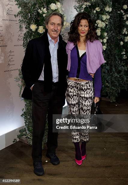 Roberto Toerreta and Maria Jurado attend 'La Cristalizacion De La Rosa Blanca' party photocall at Adolfo Dominguez store on November 27, 2013 in...