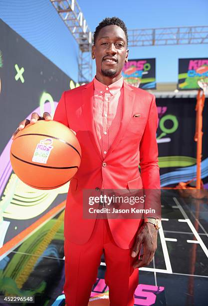 Basketball player Larry Sanders attends Nickelodeon Kids' Choice Sports Awards 2014 at UCLA's Pauley Pavilion on July 17, 2014 in Los Angeles,...