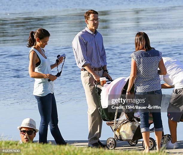 Katie Holmes and Ryan Reynolds are seen filming 'Woman in Gold' on July 16, 2014 in Los Angeles, California.