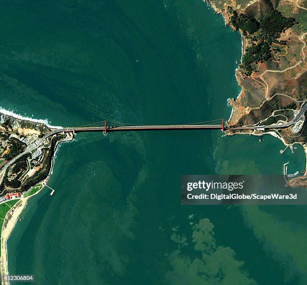 This is DigitalGlobe via Getty Images satellite imagery of the Golden Gate Bridge in San Francisco, California.