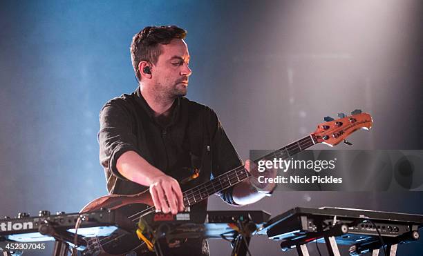 Simon Green aka Bonobo performs on stage at Brixton Academy on November 23, 2013 in London, England.
