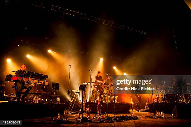 Simon Green aka Bonobo performs on stage at Brixton Academy on November 23, 2013 in London, England.